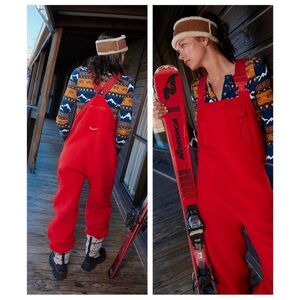 Free People Red Overalls